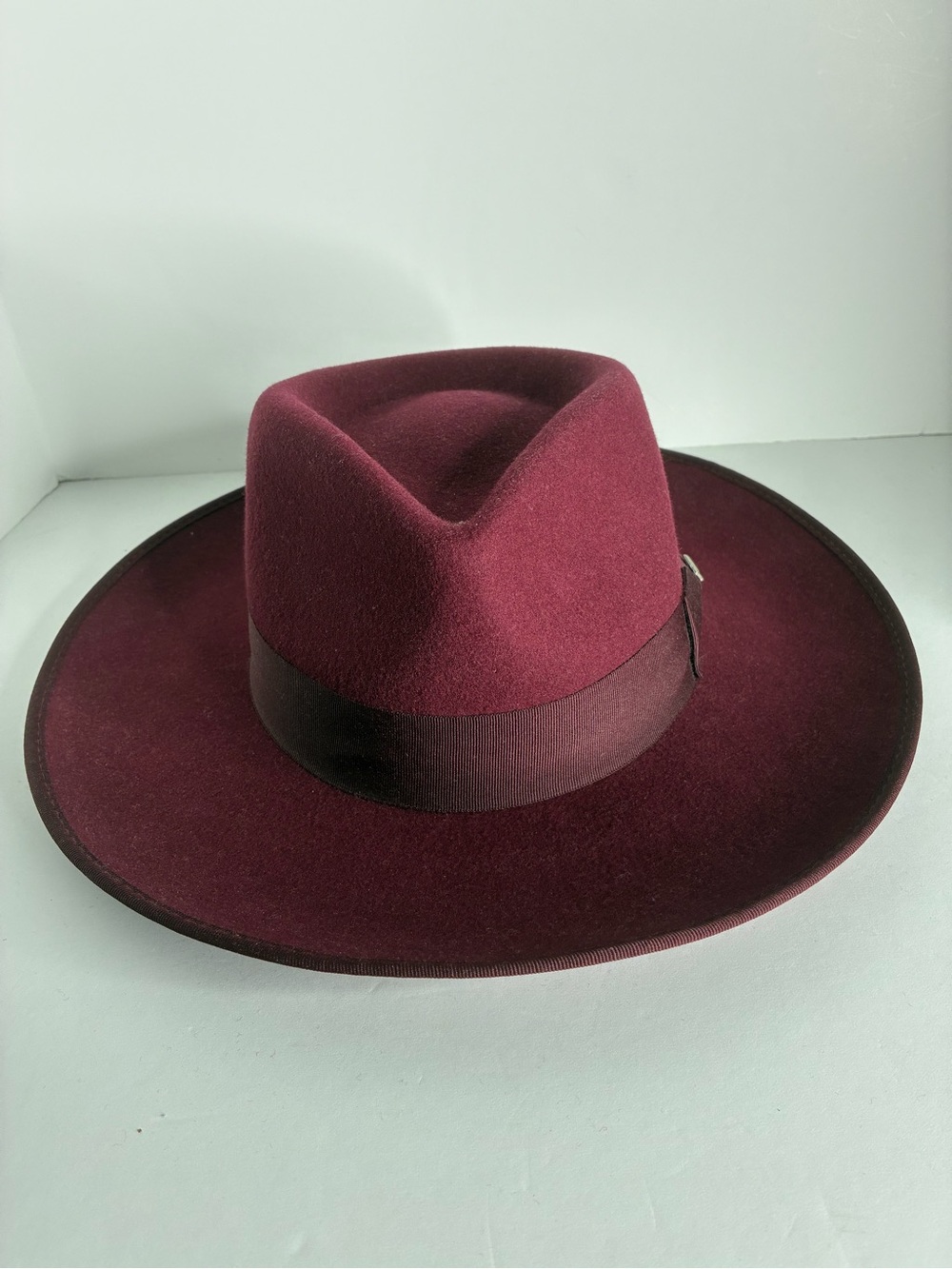 Burgundy Fedora Hat - Classic Wide Brim